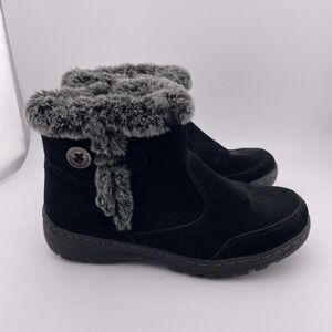 Khombu Iris Womens Black Suede Faux Fur Lined Winter Boots Size 6M